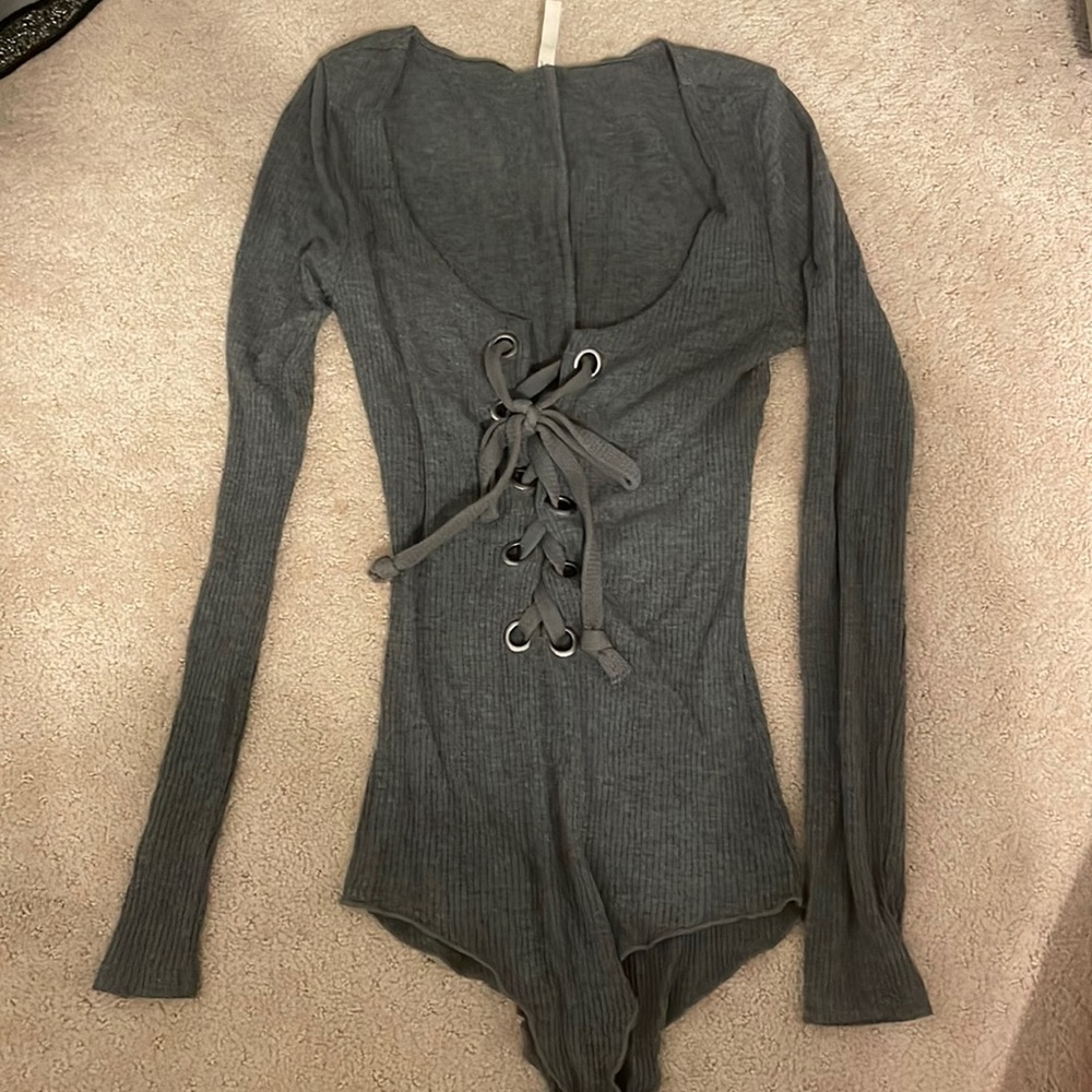 Grey Body Suit Sweater